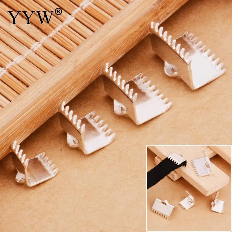 10 шт./лот плоские обжимные Концевики для кожаного шнура из стерлингового серебра