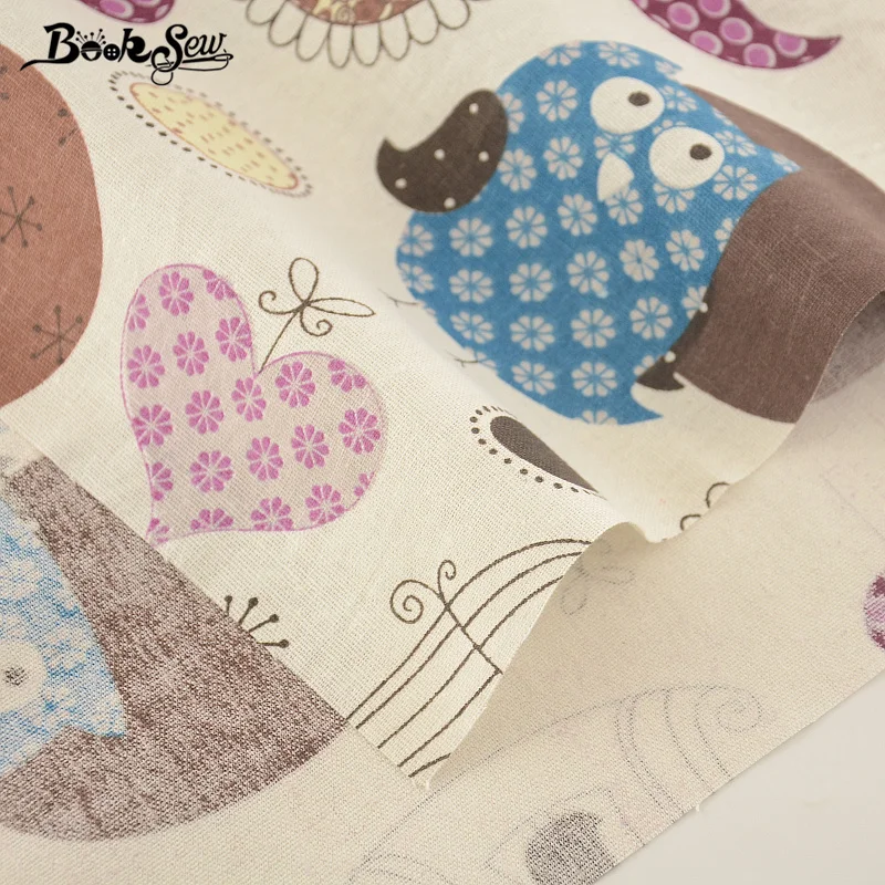 Ткань для шитья скатерть подушка наволочка принт Мультяшные совы дизайн