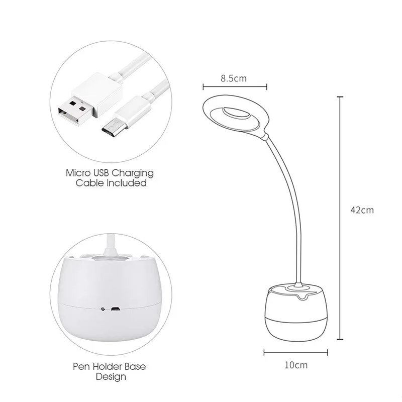 Dimmer Usb Led Desk Lamp Table Lamps Press Switch 3 Mode Clip Pen Holder Light Bedside Bedroom Reading Book Night Lig | Освещение