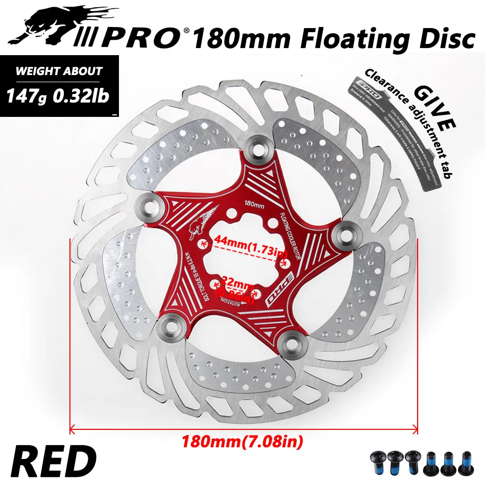 Горный велосипед MTB DH 6 дюймов 160/180/203 мм охлаждения диск Тормозные рассеивания тепла тормозной ротор вниз горка плавающий велосипедный тормоз ротора IIIPRO - Цвет: 180mm red