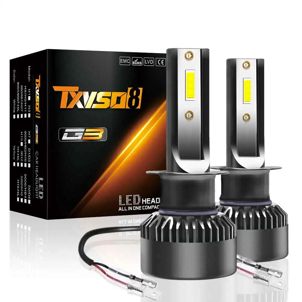 2 шт. G3 Автомобильные фары H7 LED H4 H1 H11 9005 9006 9012 100W15000LM 6000K 12V 24V Противотуманные