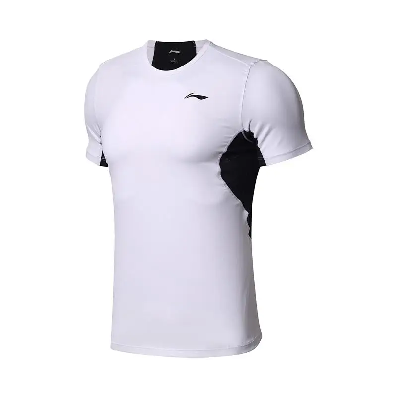 Li-Ning мужские футболки для тренировок для спортзала на сухой 88% нейлон 12% спандекс тонкая посадка дышащая подкладка Спортивная футболка Топы ATSN037 CAMJ18 - Цвет: ATSN037 1H
