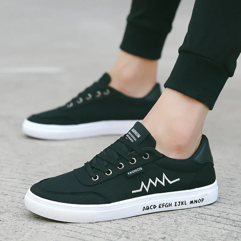 Canvas Shoes Men's Sneakers Lace Up Flat Casual White Male Spring Autumn Skateboard QET673 | Обувь