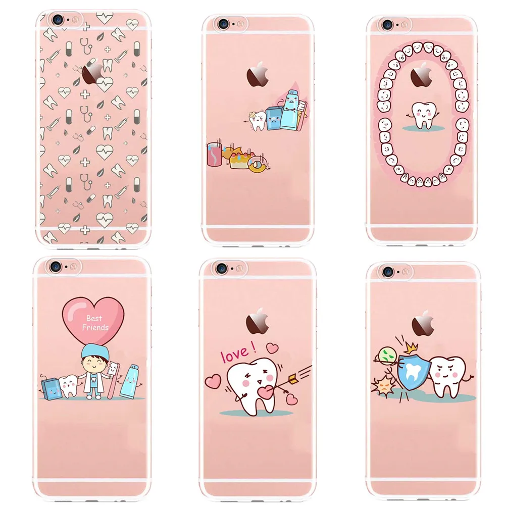 Уникальный дизайн чехлы для телефонов Kawaii Tooth Love iPhone X 7 Plus 6 S 5 5S SE 8 стоматолога