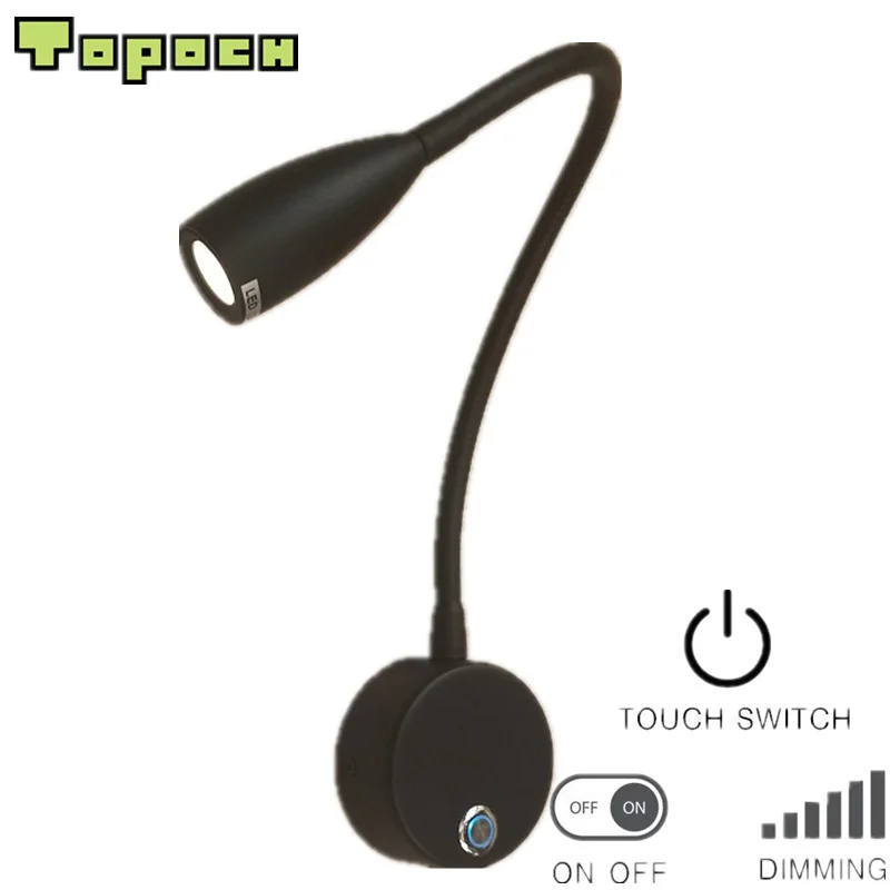 

Topoch настенный светодиодный светильник сенсорный диммер/Вкл/Выкл направленная лампа для чтения сфокусированное освещение 3 Вт защита глаз к...