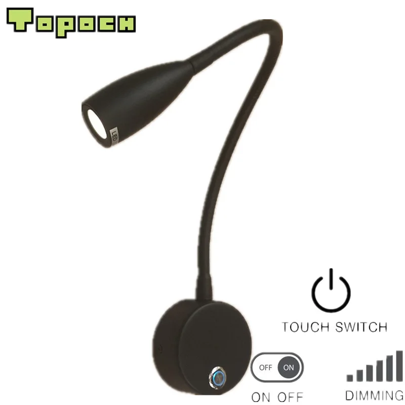 Online Topoch Dinding LED Light Dimmer/ON/OFF Arah Lampu Baca Fokus Penerangan 3W Mata Perlindungan Pesan Perlengkapan Pencahayaan