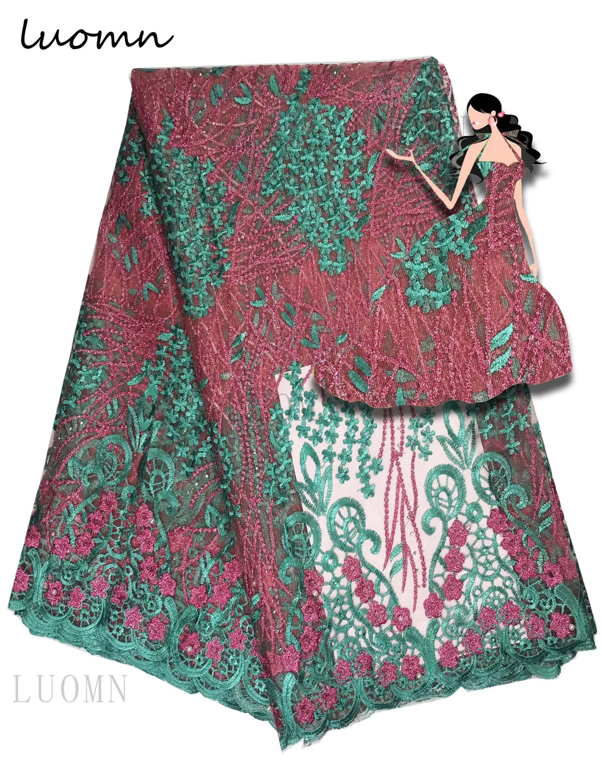 Лидер продаж африканский шнур кружево винный высокая яркость фиолетовая