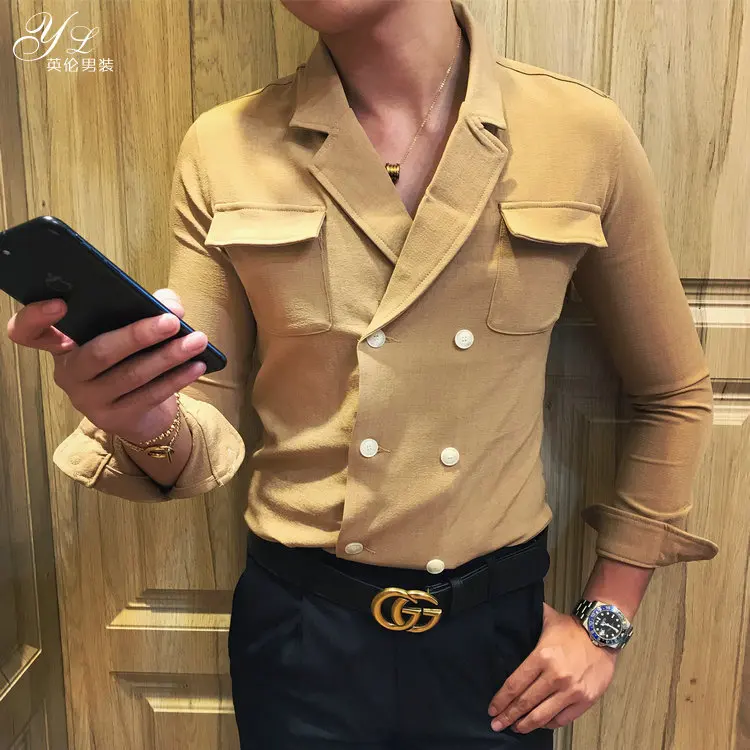 Мужская простая Модная рубашка в Корейском стиле Европейская и американская