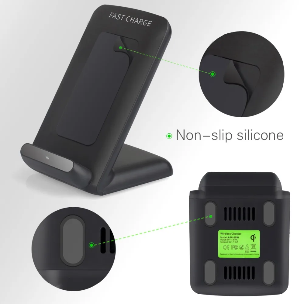 UEESFIT 10 W Qi Беспроводной Зарядное устройство для samsung S9 S8 плюс Быстрая зарядка держатель для iPhone Xs Max X 8 Xiaomi mix телефон быстро Зарядное устройство