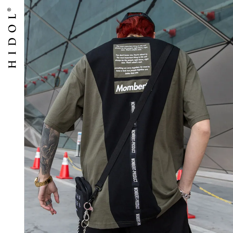 Футболка HIDOL в стиле пэчворк большого размера летняя свободная футболка хип хоп с