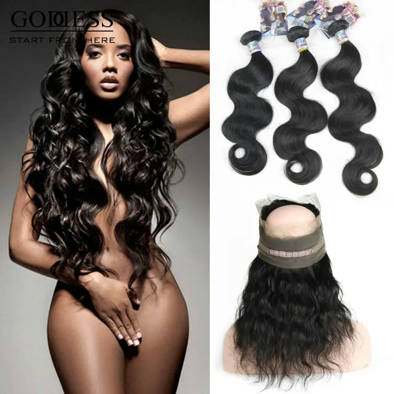 360 Кружева Фронтальной С Связки Перуанский Девы Волос Объемной Волны 3 расслоения