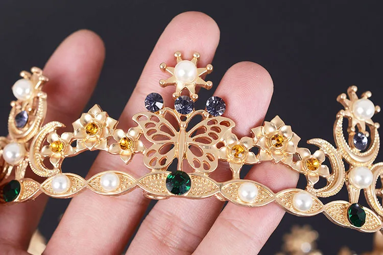 

CC tiaras and crowns hairband crystal butterfly leaf vintage baroque design wedding hair accessories for bridal jewelry HG436