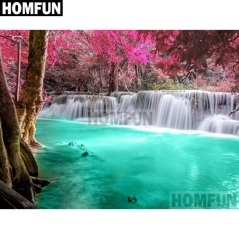 

Алмазная живопись HOMFUN A02033 «Лес Водопад», вышивка крестиком из квадратных/круглых страз, домашний декор, для творчества, 5D