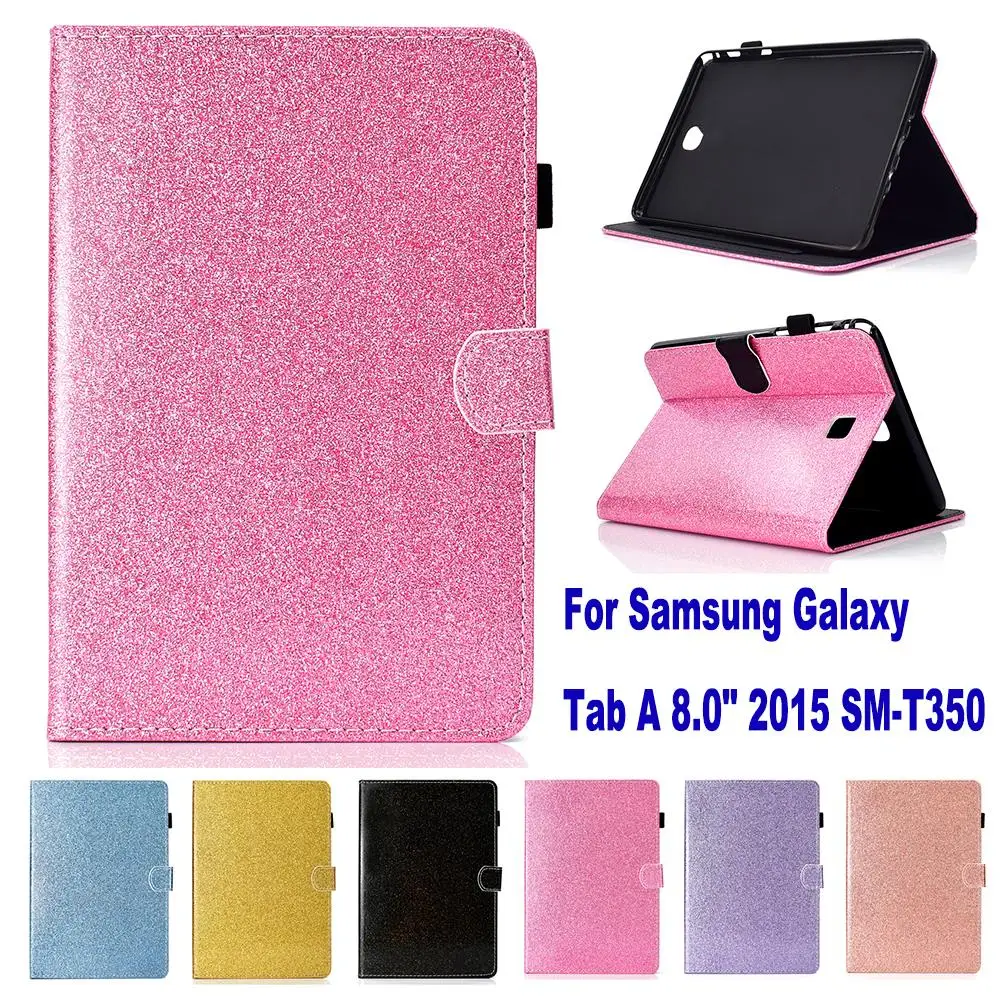 Блестящий чехол книжка с блестками для Samsung Galaxy Tab A 8 0 2015 SM T350 P350 дюйма подставка