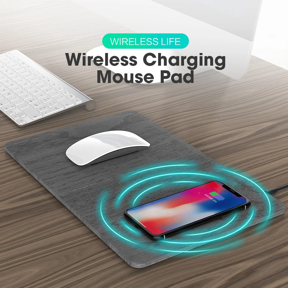 SIKAI Mobile Phone Qi Wireless Charger Charging Mouse Pad Mat for Samsung Galaxy Note 8 PU Leather Mousepad iPhone X/XS | Мобильные