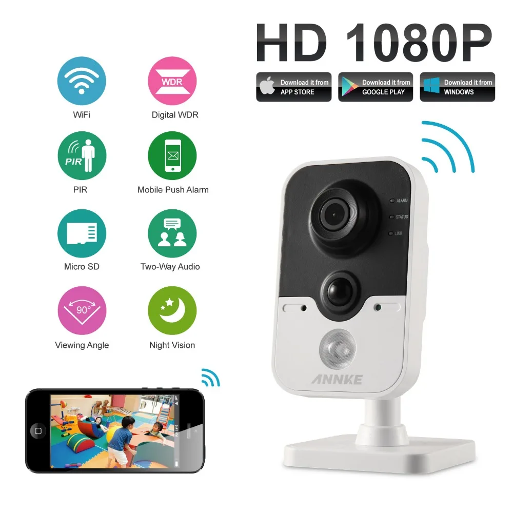 ANNKE 1080P Wifi беспроводное HD видео день и ночь безопасности сетевой камеры