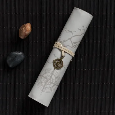 new silver Из искусственной кожи узкие брюки сумка Классическая Корея для канцелярских принадлежностей Чехол Винтаж Карты Сокровищ компас узор канцелярские принадлежности Рождественский подарок в стиле ретро - Цвет: new silver