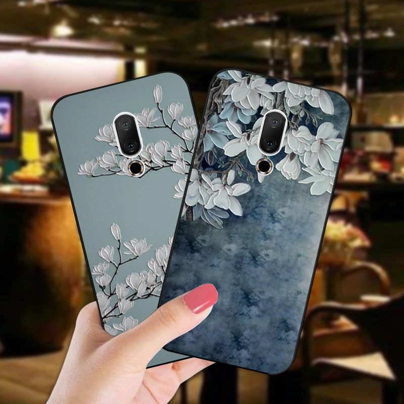 3D чехол для Meizu V8 Pro X8 M8 Mote роскошный мягкий черный с цветами 15 16 th Plus 16X M15 Lite