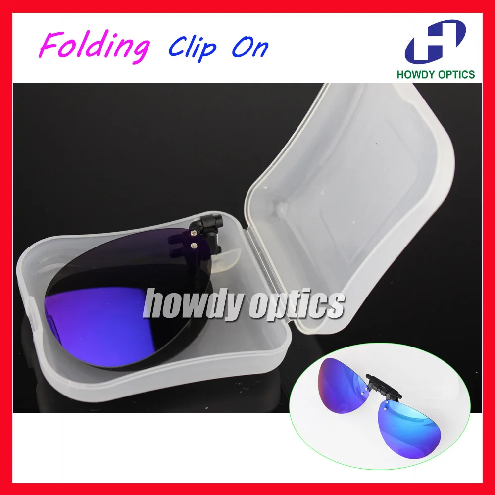 10pcs Mirror Lens Frog Driving Glasses Eyeglasses Sunglass Folding Polarized Clip On Sunglasses With Plastic Case Free Shipping