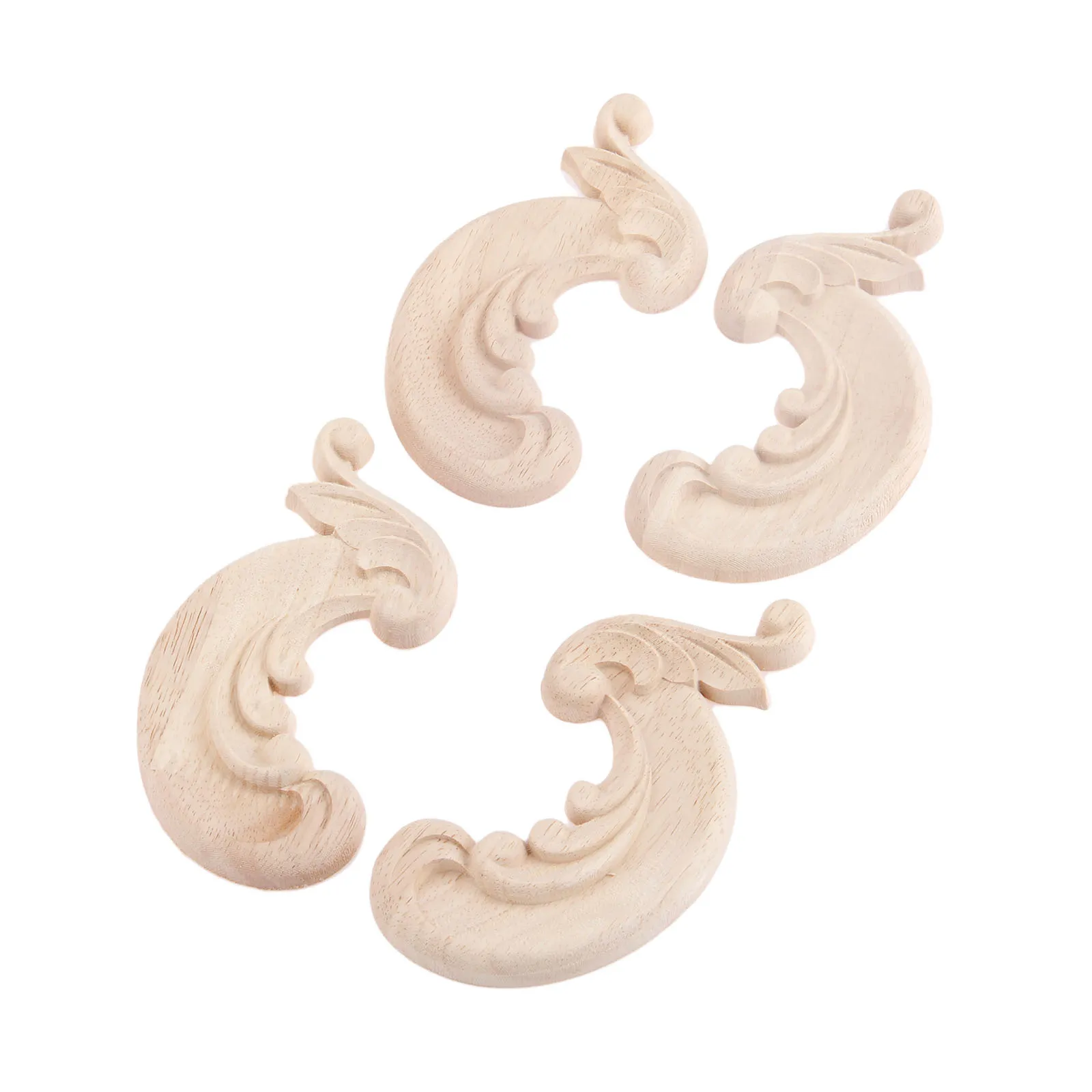 4 шт. декоративные деревянные аппликации Неокрашенная древесина резные цветок