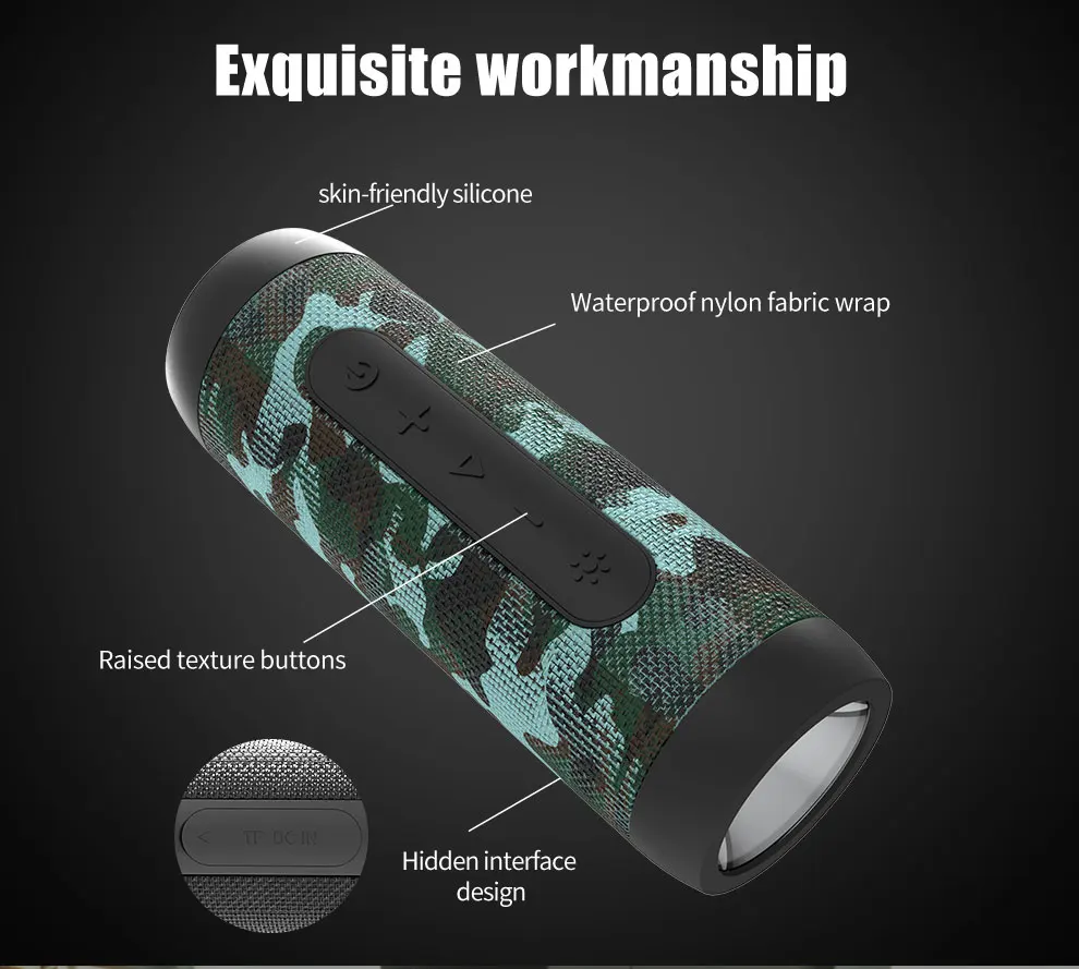 Водонепроницаемая портативная Bluetooth колонка FM радио глубокие басы Беспроводная +