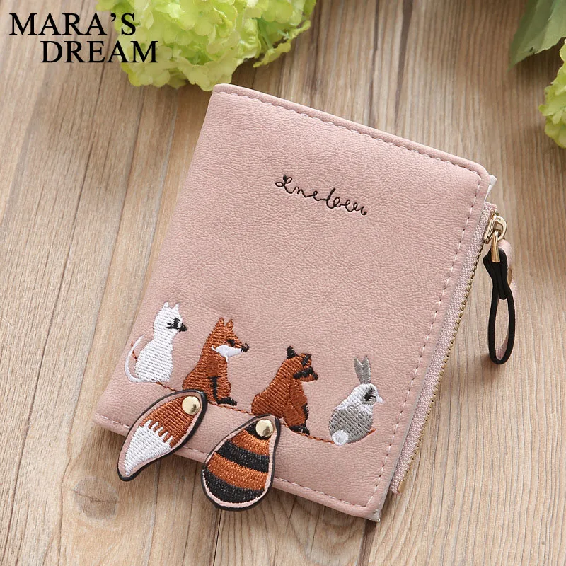 Mara's Dream, женские кошельки, модные, с вышивкой, с рисунком лисы, короткий кошелек, на молнии, с пряжкой, женские кошельки, портмоне, держатель для карт
