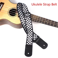 Einstellbare Elektrische Guitarra Strap Leder Schwarz Wei   Plaid Akustische Gitarre Strap Ukulele Bass Gitarre Teil Zubeh  r