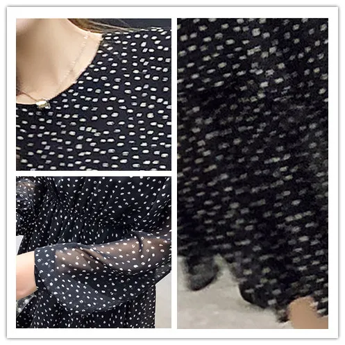 Большой размер весенний женское платье шифоновое в горошек женские платья с