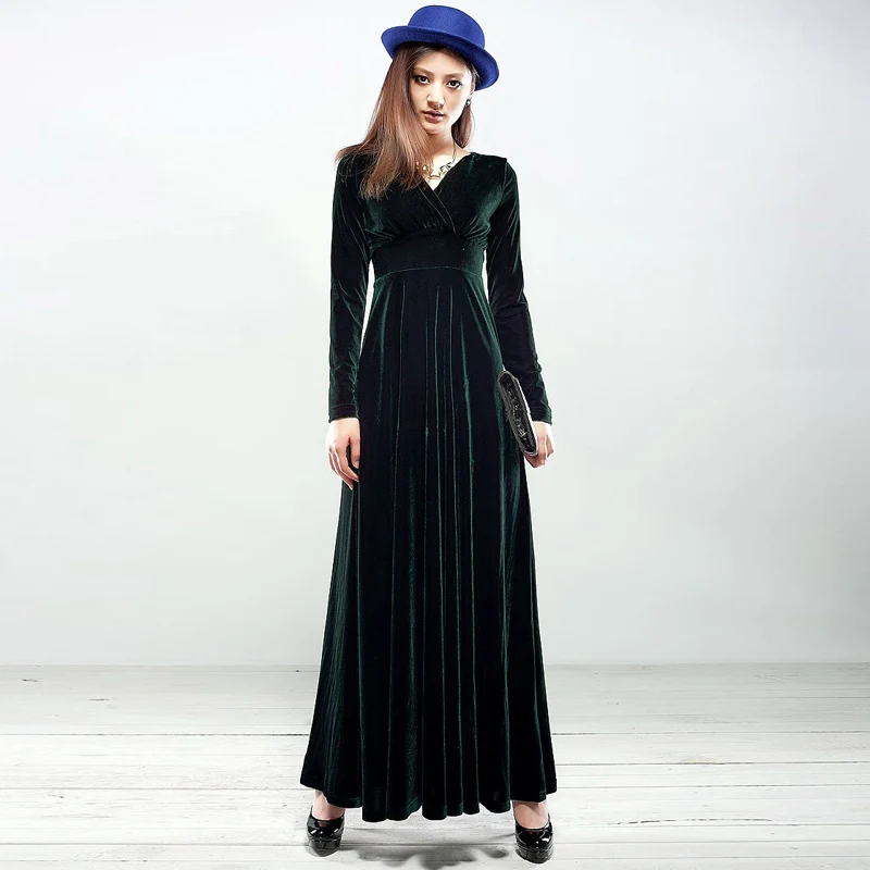 Новинка 2017 года осень зима плюс Размеры S ~ 2XL Для женщин бархат Платья для с