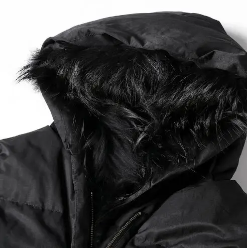 Длинный пуховик для женщин, Зимняя мода, большой размер, Белый утиный пух, парка для девушек, уличная, повседневная, толстая, теплая, большой меховой воротник, куртка FR3011