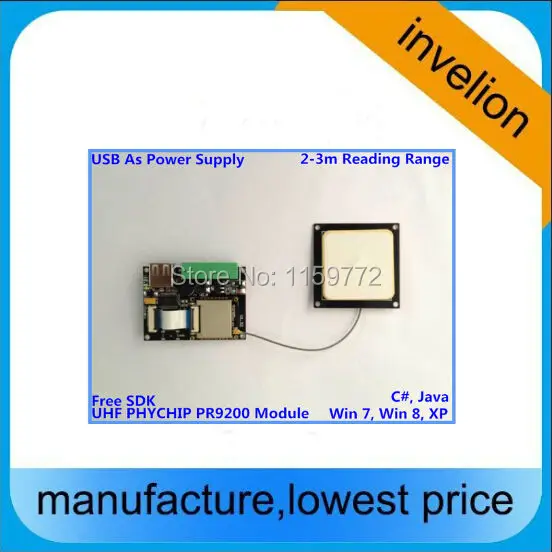 USB 2.0 desktop uhf rfid reader writer 860-960 Mhz build-in 2 dBi antenna + Free SDK source code ISO18000-6C/ 6B | Безопасность и