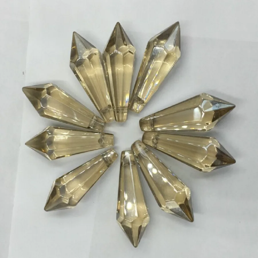 

100pcs/lot 60mm Cognac Crystal Icicle U Drop Chandelier Prism Parts Glass Chandelier Crystal Pendants Wedding Ornaments