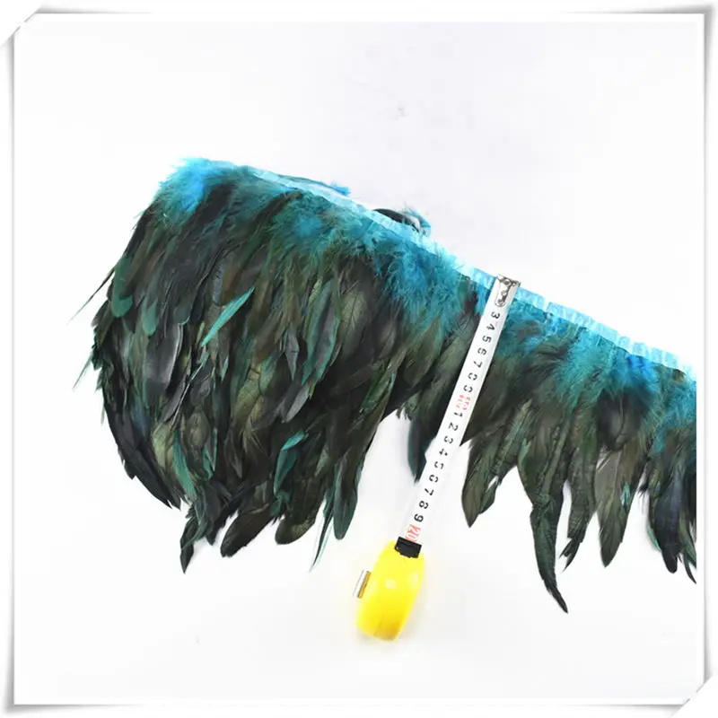 1 ярдов Высокое качество Натуральная бахрома из перьев петуха отделка рукоделие