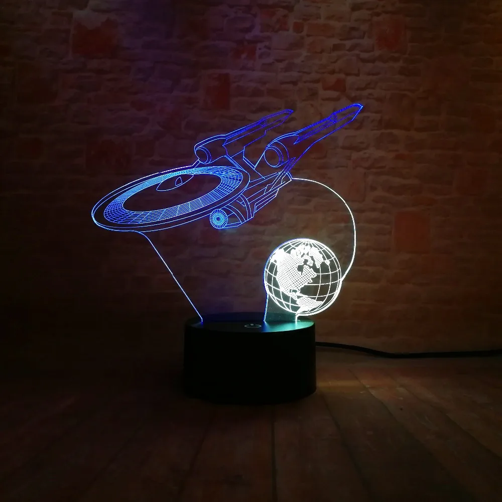 Креативные 3D видения космический корабль Космический боец земля 7 красочных
