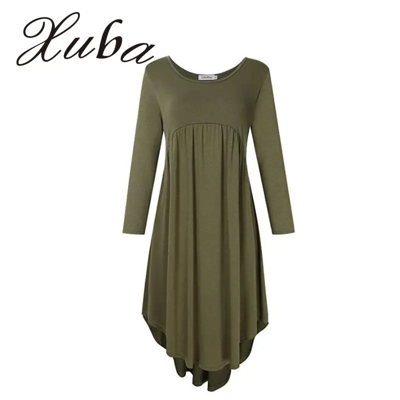 XUBA Для женщин Новинка 2017 Повседневное Scoop Средства ухода за кожей Шеи 3/4 Sleeve High low