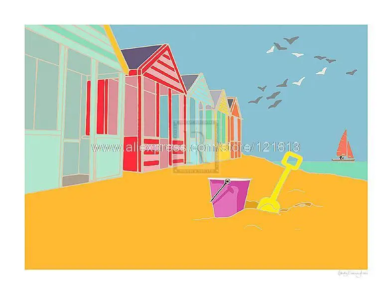 Emily Burningham Summer Bay Iii Seascape Or Various Sizes hand painted cheap wall picture tuscan landscape painting art | Дом и сад