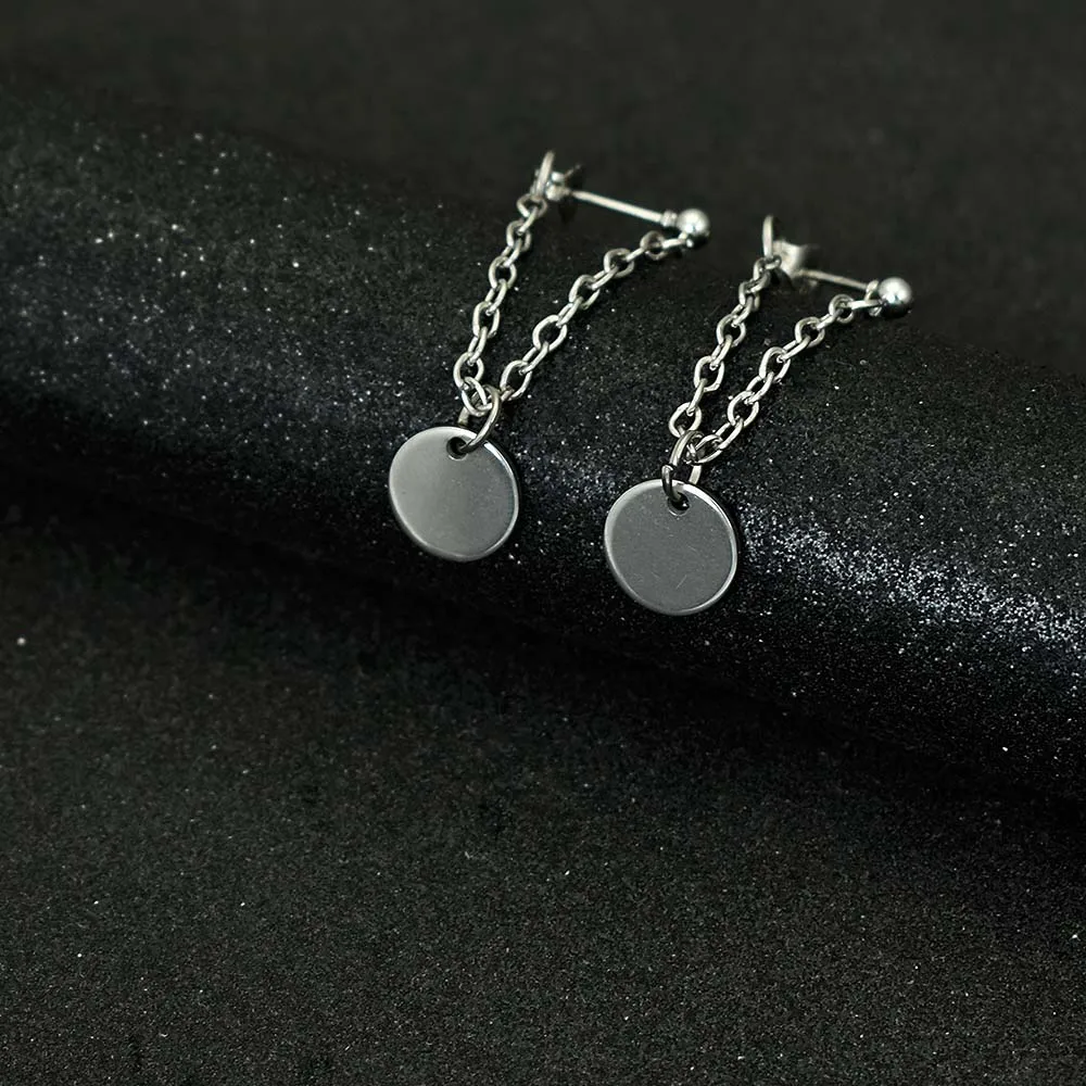 Chadestinty Simple Round Leaf Star Dangle Earrings For Women Tassel Chain Earring Personalized Ear Drops Jewelry Accessories