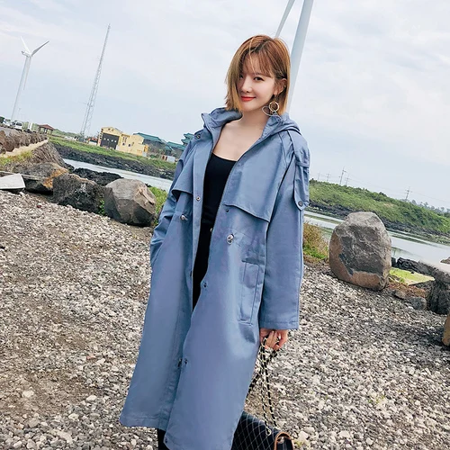 Женская винтажная ветровка 2018 Новинка весна осень двубортный длинный Тренч с