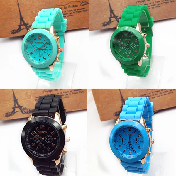 Blue silicone watch women round quartz wristwatch 2018 new fashion bracelet female sport watches analog relojes mujer hot | Наручные часы