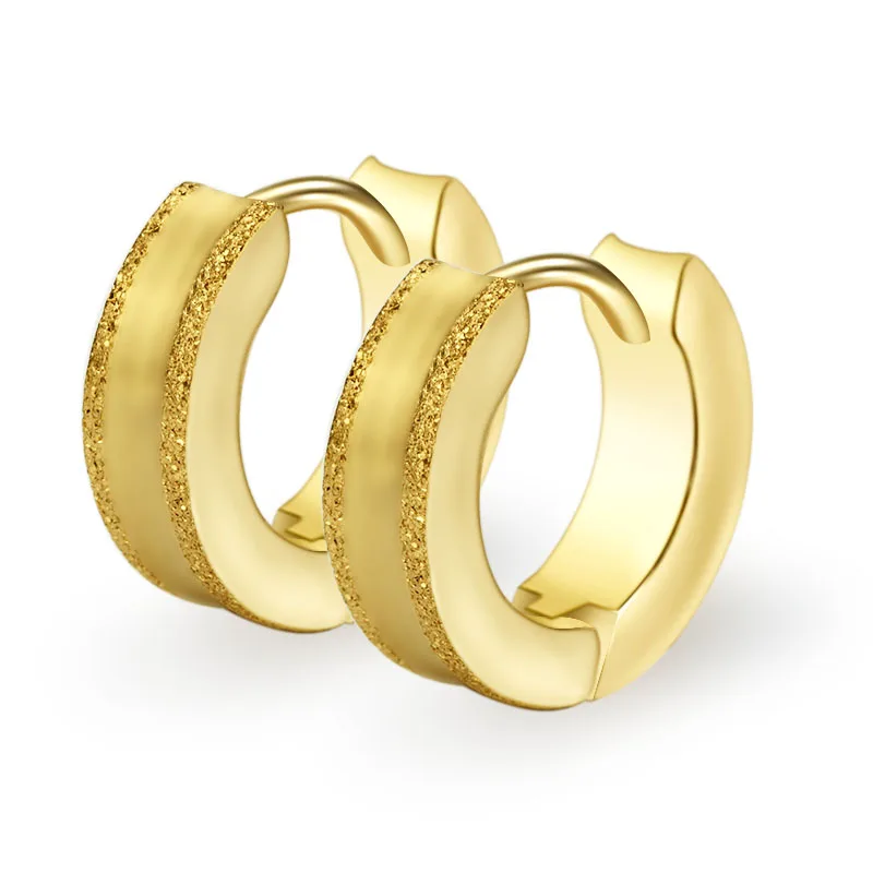gold 1 пара Новые мужские серьги-кольца маленькие креолы Титан 316L хирургическая сталь Серебро Золото Черный 4x13 мм противоаллергические Панк ювелирные изделия - Окраска металла: gold
