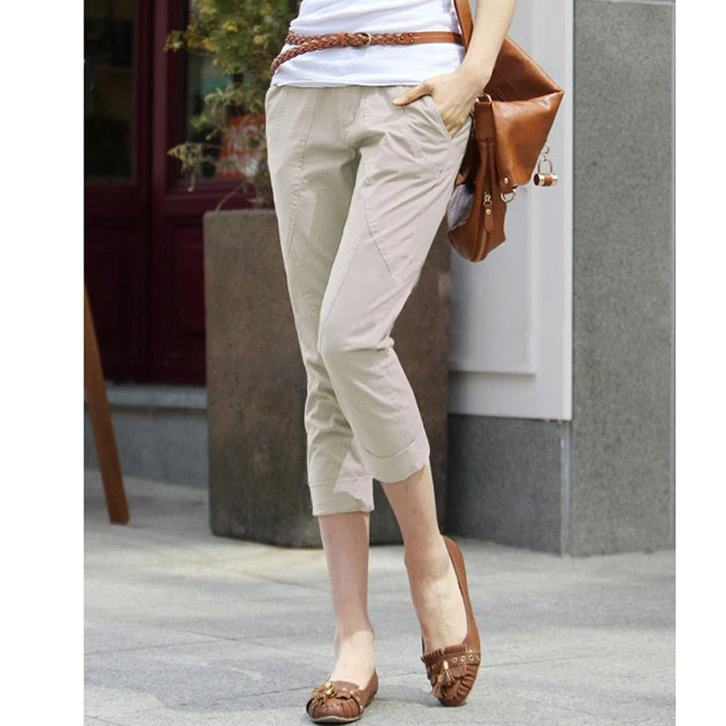 Женские брюки-карандаш хлопковые облегающие большого размера в Корейском стиле