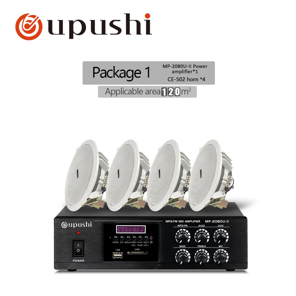 package 1 80 Вт Bluetooth pa Усилитель подключения 10 Вт в потолочной акустической системе общего адреса с bluetooth, USB, SD crad, пульт дистанционного управления - Цвет: package 1