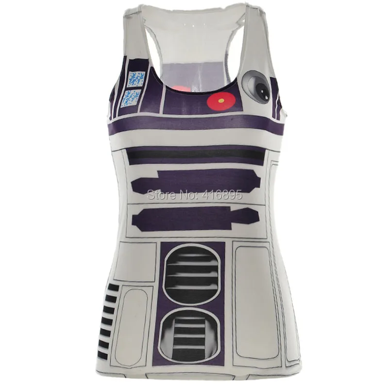 Сексуальные школьные Клубные Топы R2D2 топ с мультяшным принтом Женский костюм для