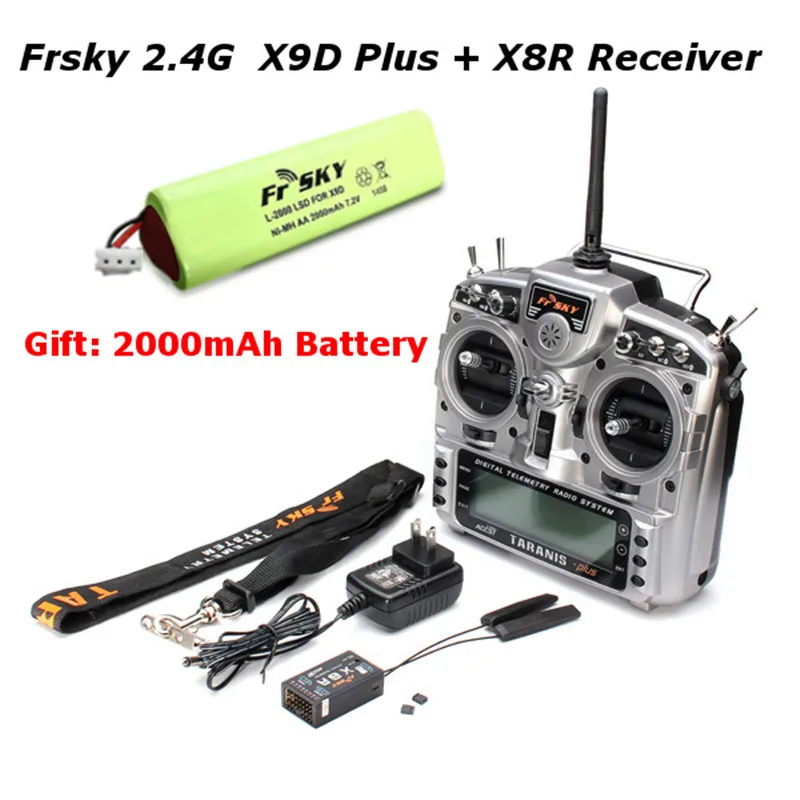 Бесплатная доставка FrSky X9D Plus передатчик 2 4G 16CH ACCST Taranis с x8r reciever батарея для RC