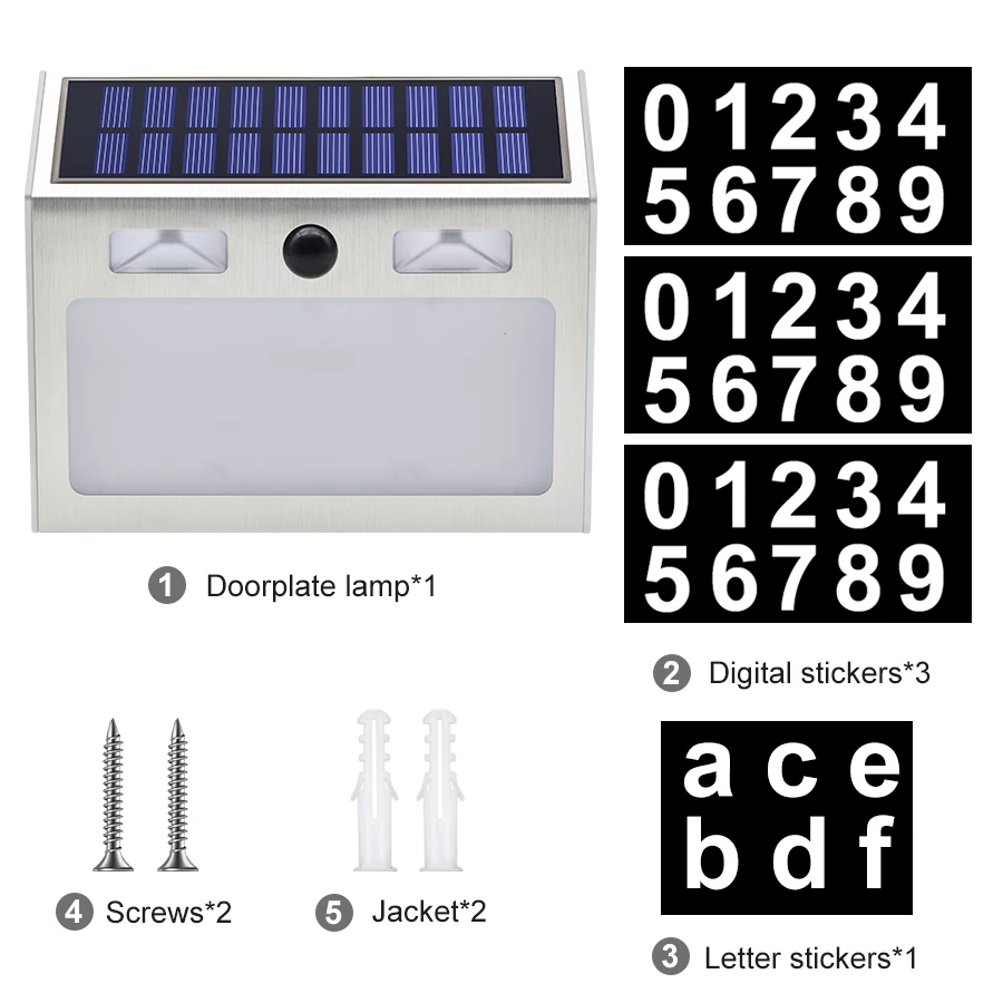 Солнечная Светодиодная лампа с номером дома 5 светодиодов PIR датчик движения