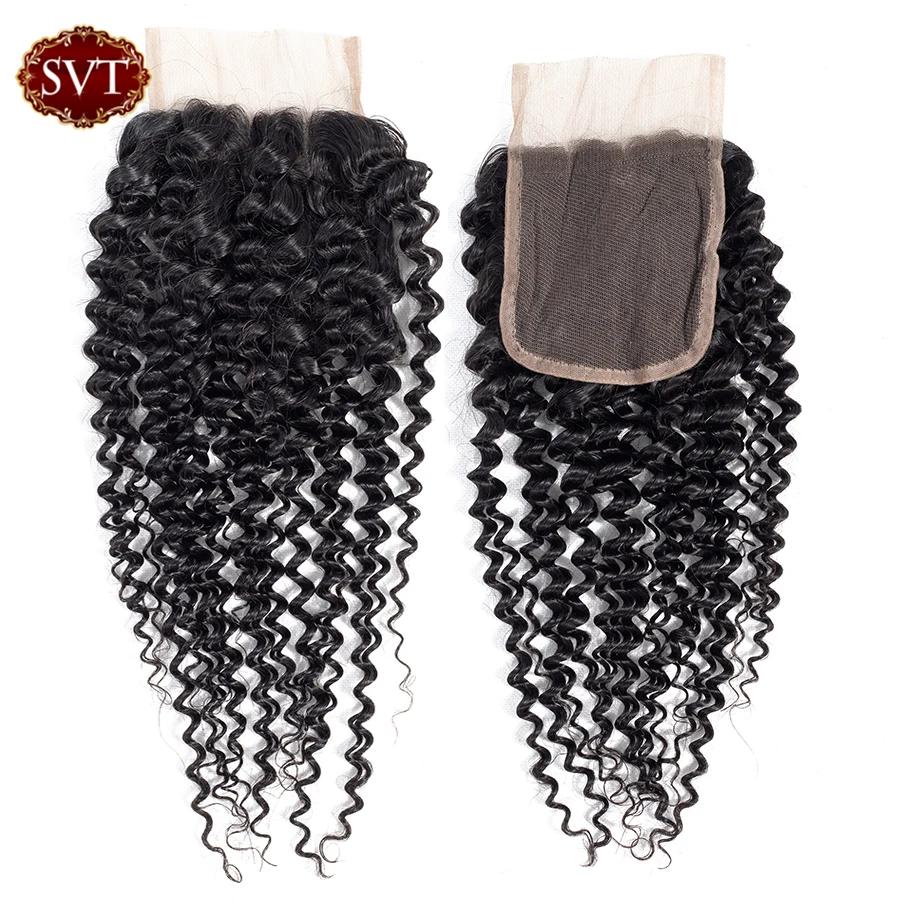 SVT Связки малайзийских волос с закрытием вьющиеся человеческие волосы пучки не