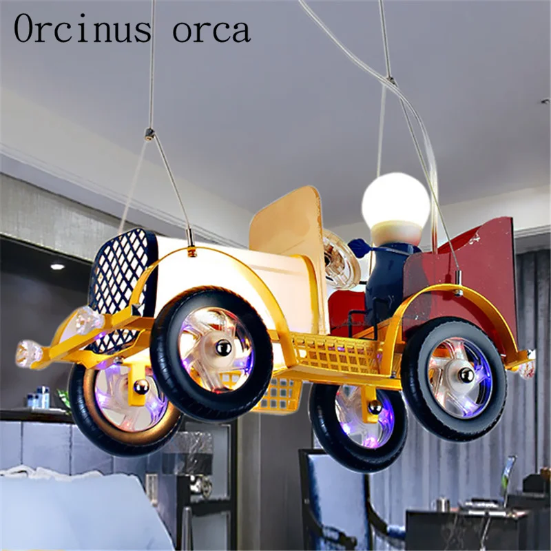 

Creative cartoon LED car chandelier children's room boys bedroom warm countryside retro vintage car chandelier free shipping