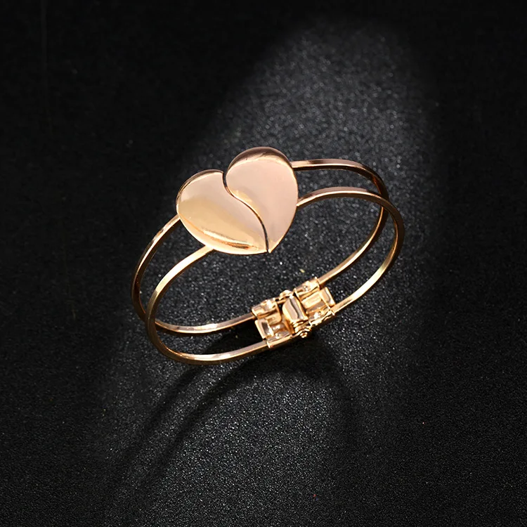 2018 New Fashion Two-sided Heart-shaped bracelet Women's metal alloy Gold accessories Jewelry Gifts For Women | Украшения и