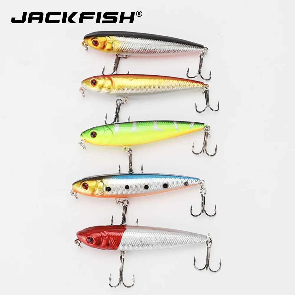 JACKFISH Topwater плавающая приманка-карандаш крючки кренкбейты 8 г 80 мм 5 цветов приманка