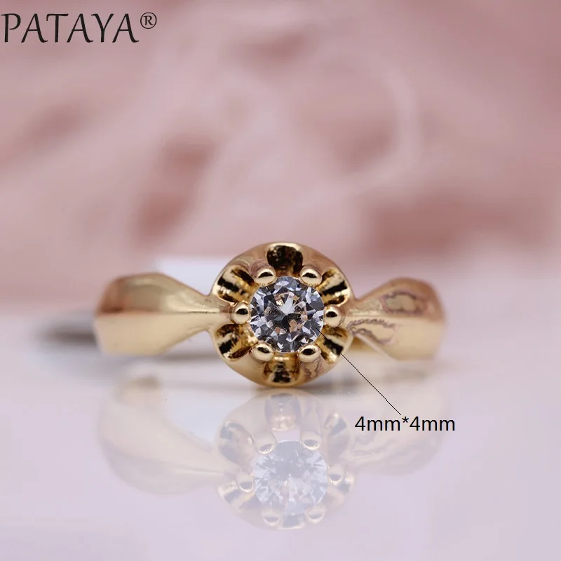 PATAYA, новинка, специальная цена, кольца для женщин, белый искусственный жемчуг, модные ювелирные изделия, 585, розовое золото, оливково-зеленый цвет, натуральное простое кольцо с цирконом